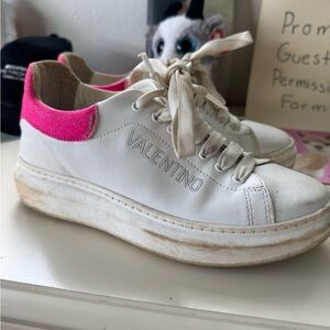 Valentino Women's White and Pink Sneakers